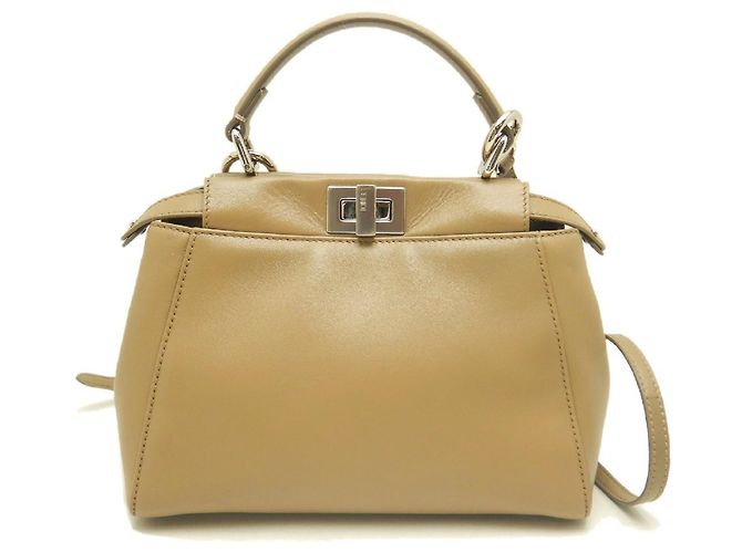 Borsa Fendi Peekaboo Mini Beige - vista 2