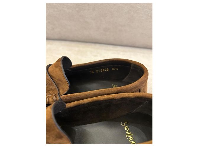 Saint Laurent Mocassini in scamosciato marrone - vista 5