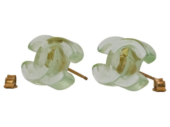 Pendientes Chanel Coco Mark Turnlock de Plástico Verde - vista 3