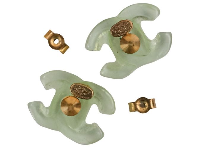 Pendientes Chanel Coco Mark Turnlock de Plástico Verde - vista 7