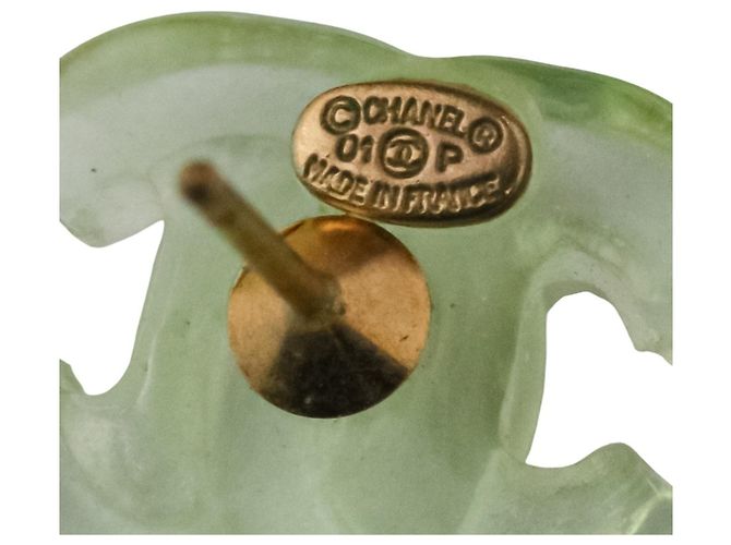 Pendientes Chanel Coco Mark Turnlock de Plástico Verde - vista 8