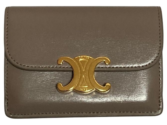 Céline Tarjetero y cartera compacta Celine Triomphe Flap Gris - vista 2