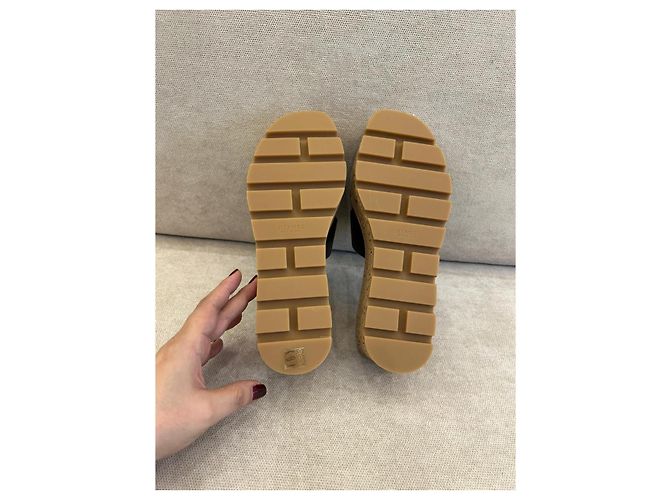 Hermès Sandali con zeppa in pelle nera Oran Nero - vista 6