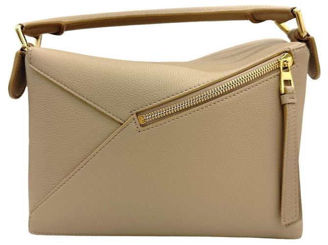 Borsa a mano Loewe Puzzle Edge Small in pelle di vitello Sand Sabbia - vista 2