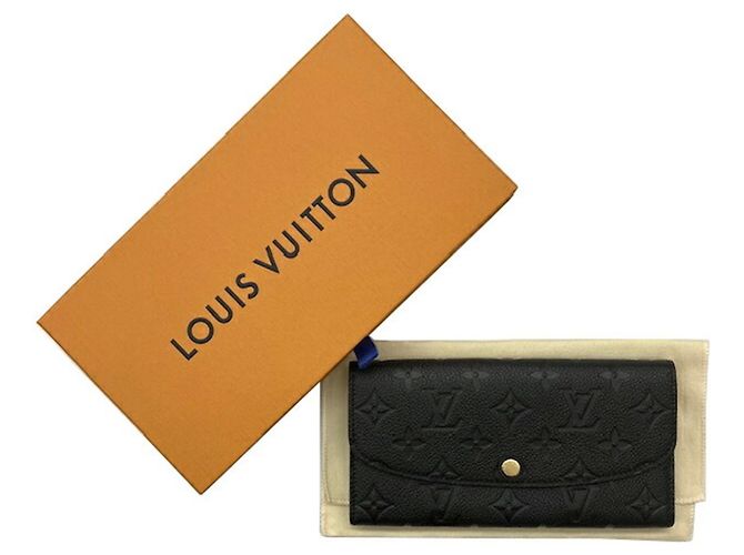 Cartera Louis Vuitton Portefeuille Emilie Monogram Empreinte Negro Beige - vista 12