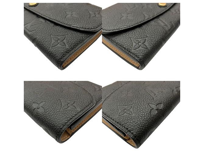 Cartera Louis Vuitton Portefeuille Emilie Monogram Empreinte Negro Beige - vista 3