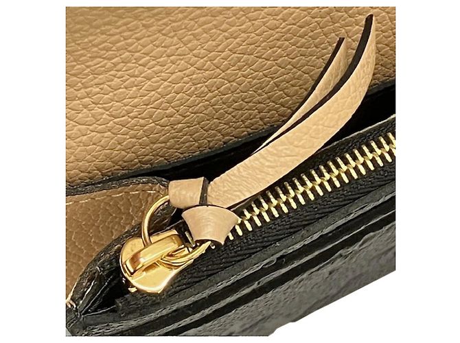 Cartera Louis Vuitton Portefeuille Emilie Monogram Empreinte Negro Beige - vista 9