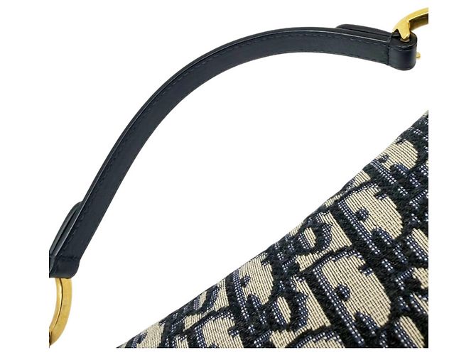 Borsa Saddle Christian Dior in tela e pelle blu navy - vista 10