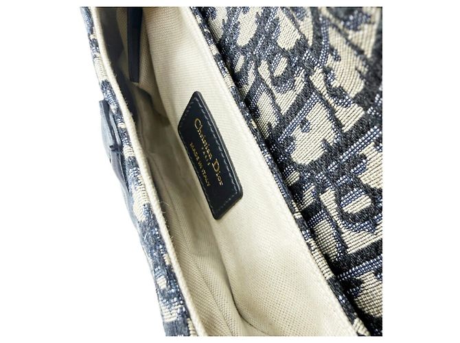 Borsa Saddle Christian Dior in tela e pelle blu navy - vista 11