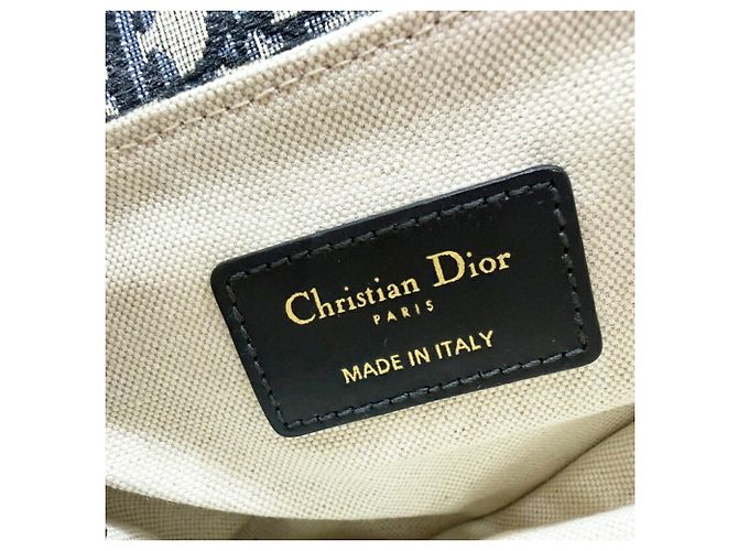 Borsa Saddle Christian Dior in tela e pelle blu navy - vista 12