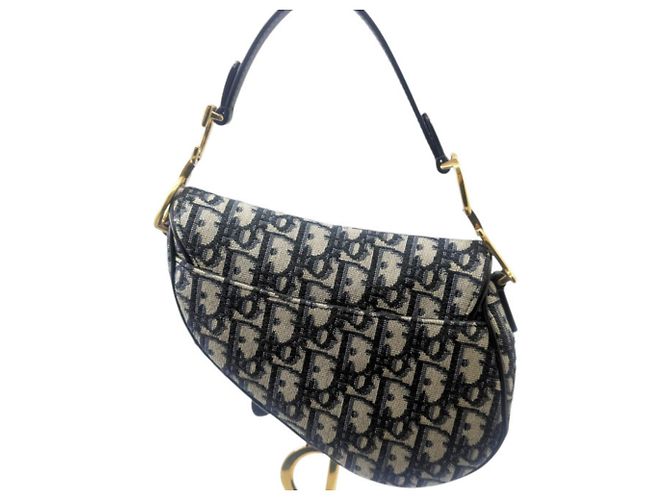 Borsa Saddle Christian Dior in tela e pelle blu navy - vista 2