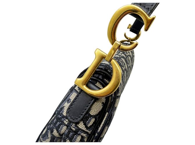 Borsa Saddle Christian Dior in tela e pelle blu navy - vista 5