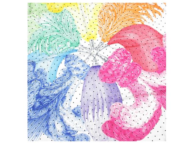 Hermès Hermes Carre 90 Plumets et Panaches Sciarpa in Seta Bianco Multicolore - vista 2