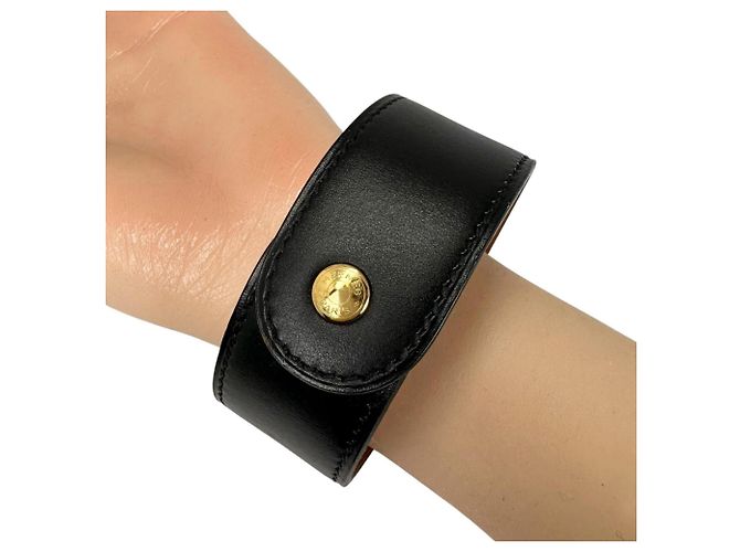 Pulsera Hermès Medor de cuero negro y marrón Castaño - vista 5