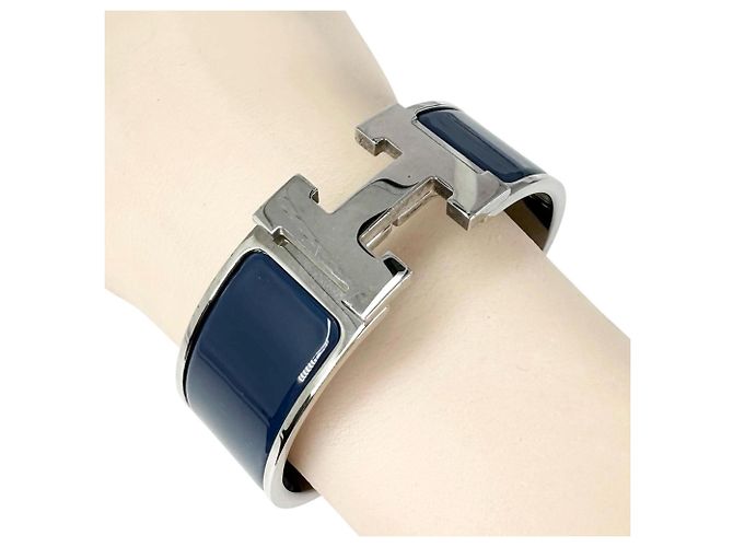 Hermès Pulsera Clic Clac H HERMES Plata Azul marino - vista 4