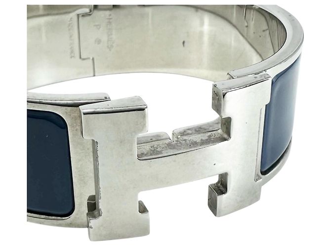 Hermès Pulsera Clic Clac H HERMES Plata Azul marino - vista 6