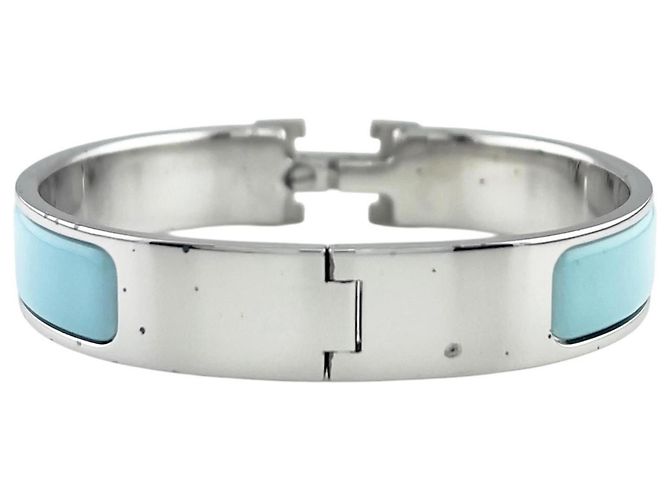 Hermès Hermes Click H Bangle Silvery Light blue - view 3