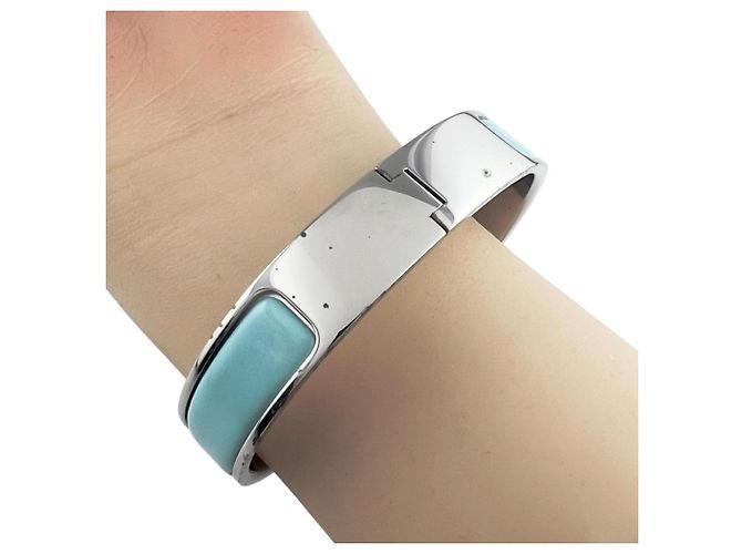 Hermès Hermes Click H Bangle Silvery Light blue - view 5