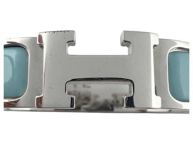 Hermès Hermes Click H Bangle Silvery Light blue - view 6