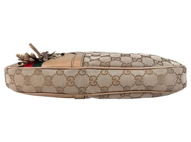 Borsa a Spalla Gucci Horsebit Tassel Sherry Line Beige - vista 3