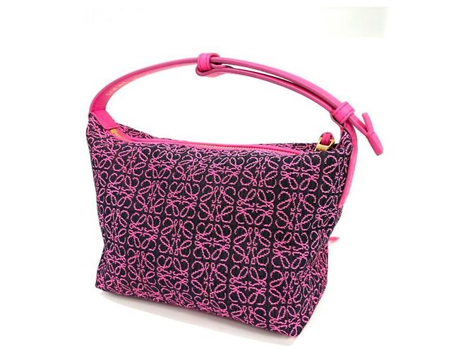 Borsa a tracolla Loewe Cubie Anagram Jacquard Nero Rosa - vista 2