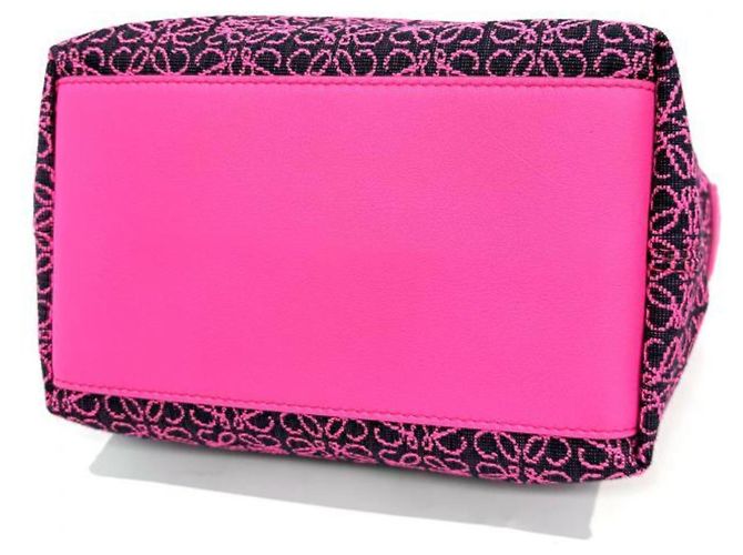 Borsa a tracolla Loewe Cubie Anagram Jacquard Nero Rosa - vista 3