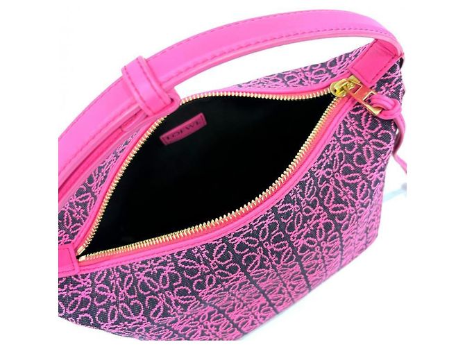 Borsa a tracolla Loewe Cubie Anagram Jacquard Nero Rosa - vista 4