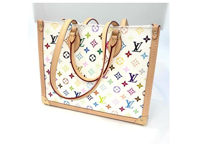 Borsa Tote Louis Vuitton Monogram Multicolor OnTheGo Trunk MM Bianco Multicolore Beige D'oro - vista 2