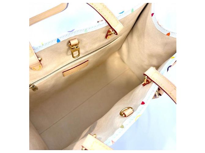 Borsa Tote Louis Vuitton Monogram Multicolor OnTheGo Trunk MM Bianco Multicolore Beige D'oro - vista 4