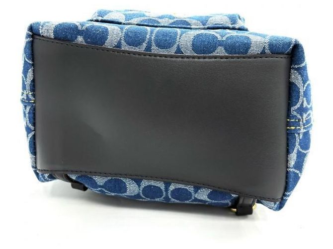 Zaino Coach Signature Denim Rear Marrone Blu D'oro - vista 3