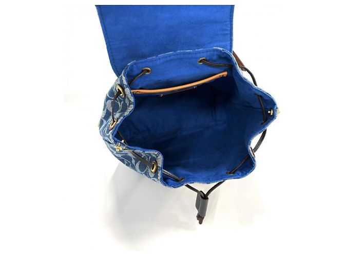 Zaino Coach Signature Denim Rear Marrone Blu D'oro - vista 4