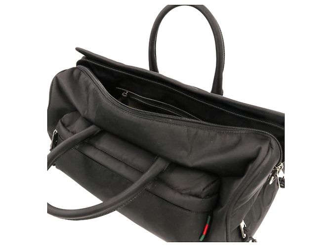 Borsa Boston 2-Way GUCCI Sherry Line Nylon Nero - vista 10
