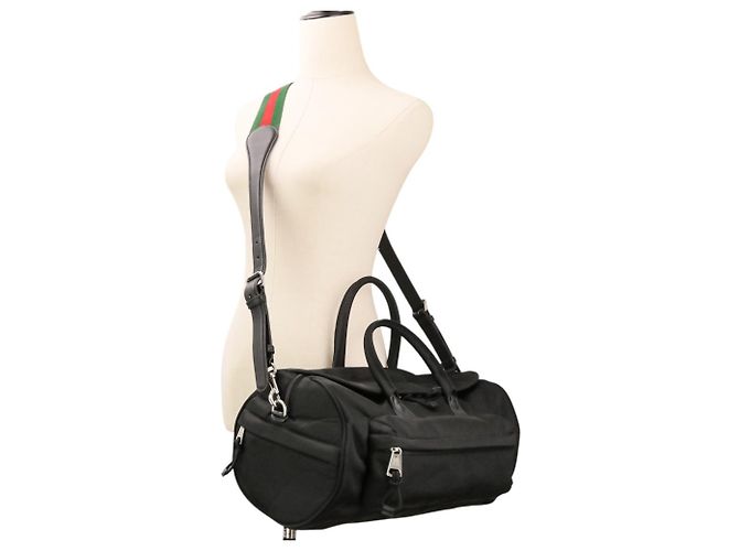 Borsa Boston 2-Way GUCCI Sherry Line Nylon Nero - vista 13