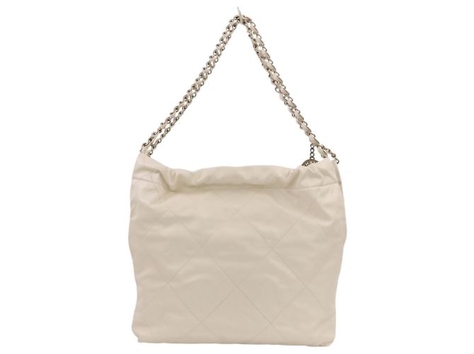 Borsa a tracolla Chanel 22 Chain Coco Mark in pelle Bianco - vista 3