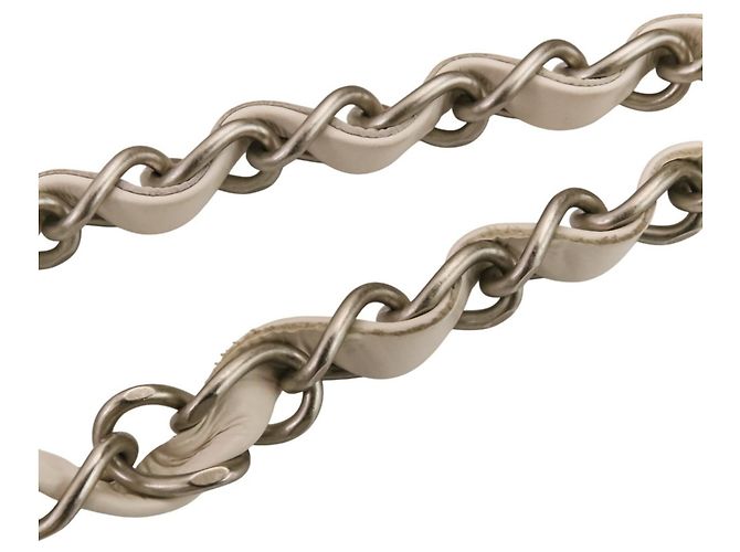 Borsa a tracolla Chanel 22 Chain Coco Mark in pelle Bianco - vista 7