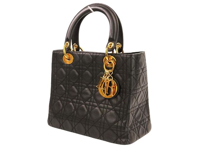 Borsa a mano Christian Dior Lady Cannage in pelle Nero - vista 14