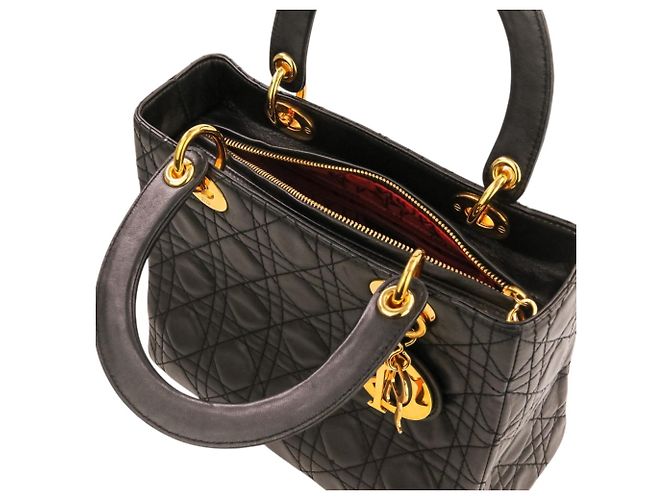 Borsa a mano Christian Dior Lady Cannage in pelle Nero - vista 16