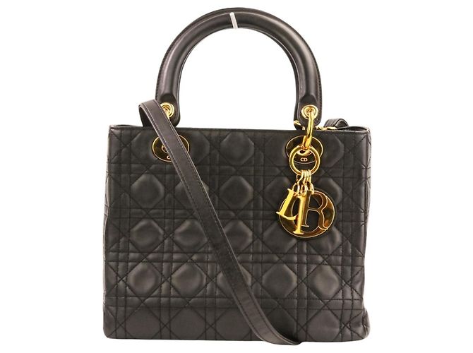 Borsa a mano Christian Dior Lady Cannage in pelle Nero - vista 17