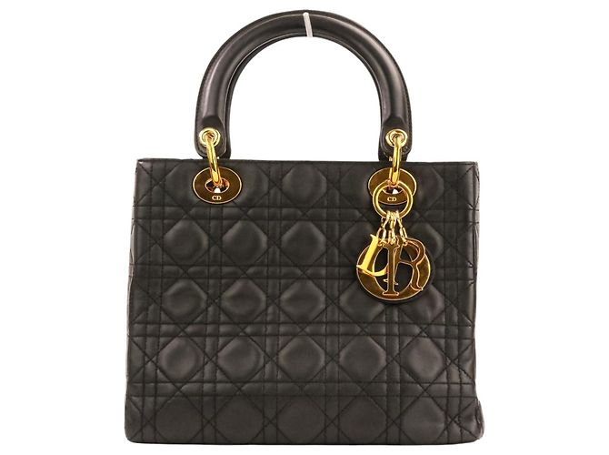 Borsa a mano Christian Dior Lady Cannage in pelle Nero - vista 3