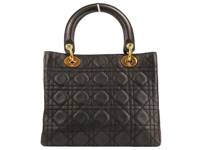 Borsa a mano Christian Dior Lady Cannage in pelle Nero - vista 4