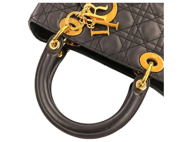 Borsa a mano Christian Dior Lady Cannage in pelle Nero - vista 6