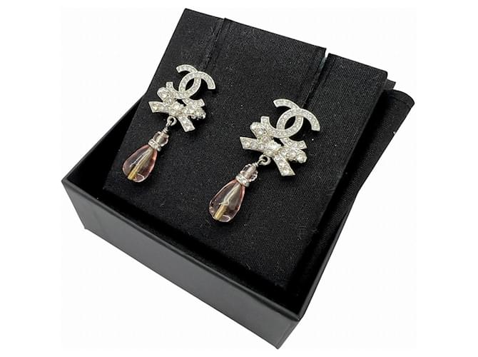 Orecchini Chanel CC Ribbon Argento Rosa - vista 10