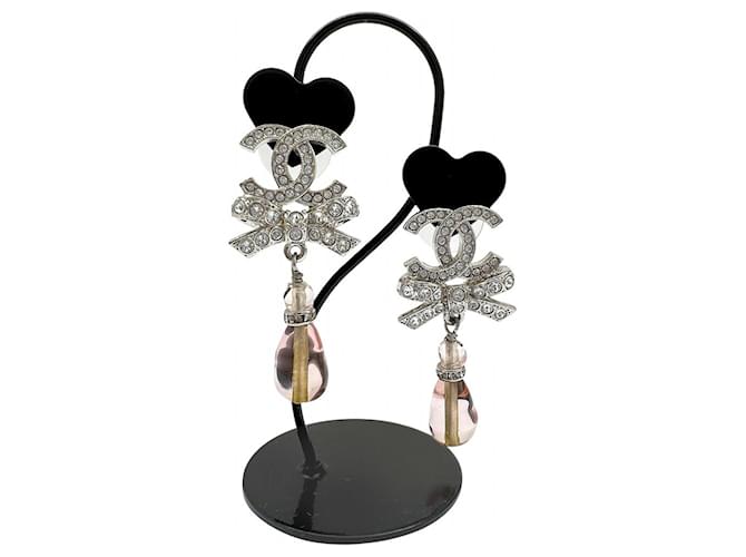 Orecchini Chanel CC Ribbon Argento Rosa - vista 4