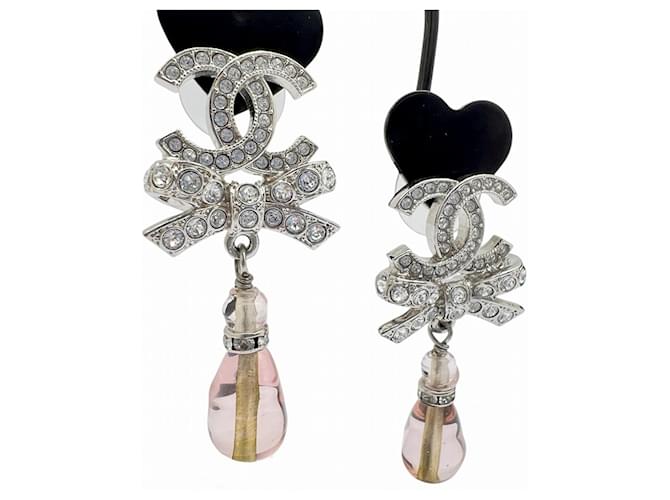 Orecchini Chanel CC Ribbon Argento Rosa - vista 5