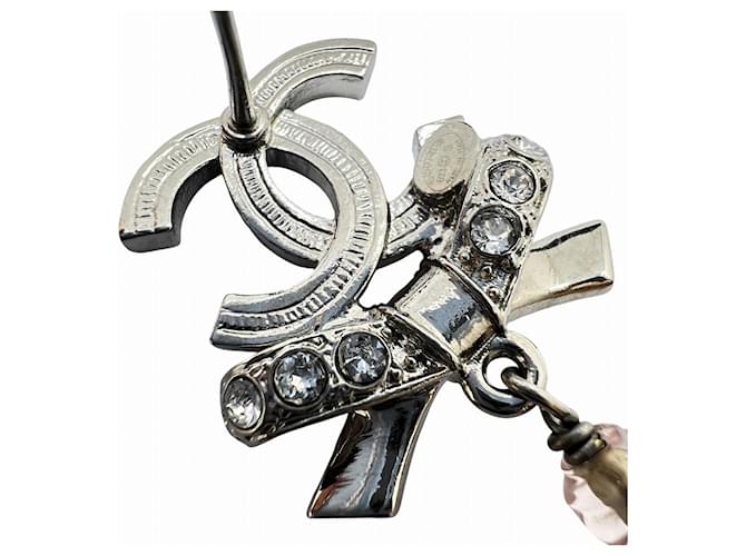 Orecchini Chanel CC Ribbon Argento Rosa - vista 6