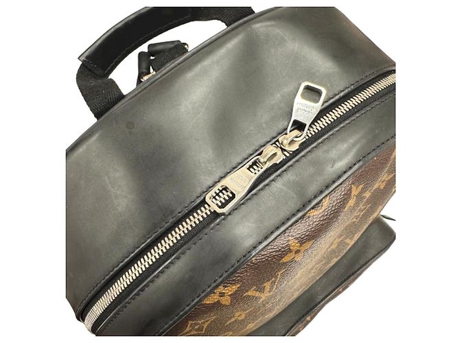 Zaino Louis Vuitton Josh M41530 Monogram Macassar Marrone Nero - vista 11