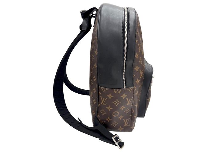 Zaino Louis Vuitton Josh M41530 Monogram Macassar Marrone Nero - vista 3