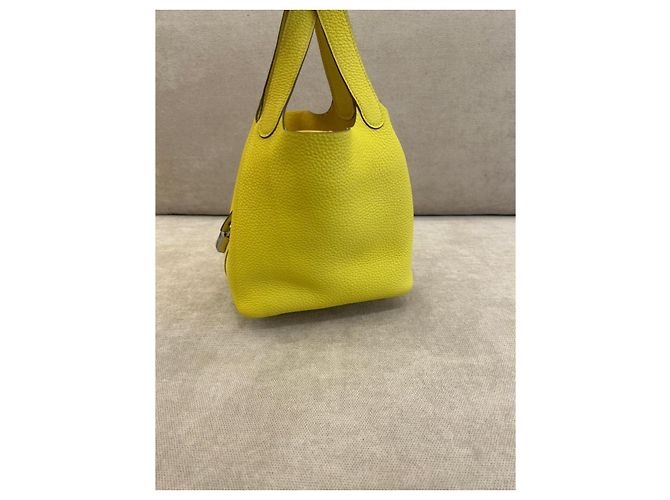 Hermès Borsa Picotin in pelle granulata giallo - vista 2