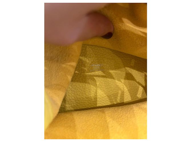 Hermès Borsa Picotin in pelle granulata giallo - vista 6