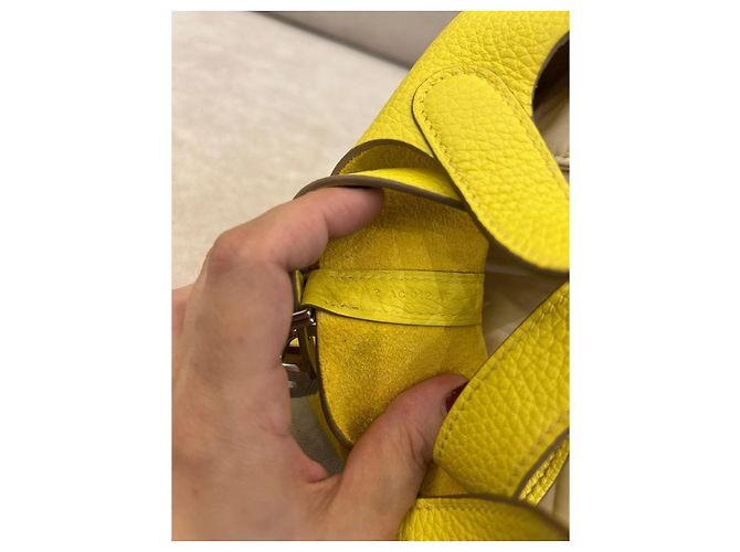 Hermès Borsa Picotin in pelle granulata giallo - vista 9